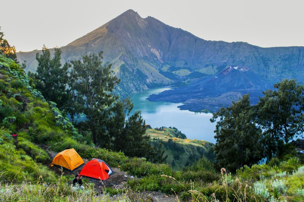 Camping on Mount Rinjani Crater Rim at the First Night Camping on the Three Day Mount Rinjani Trek,